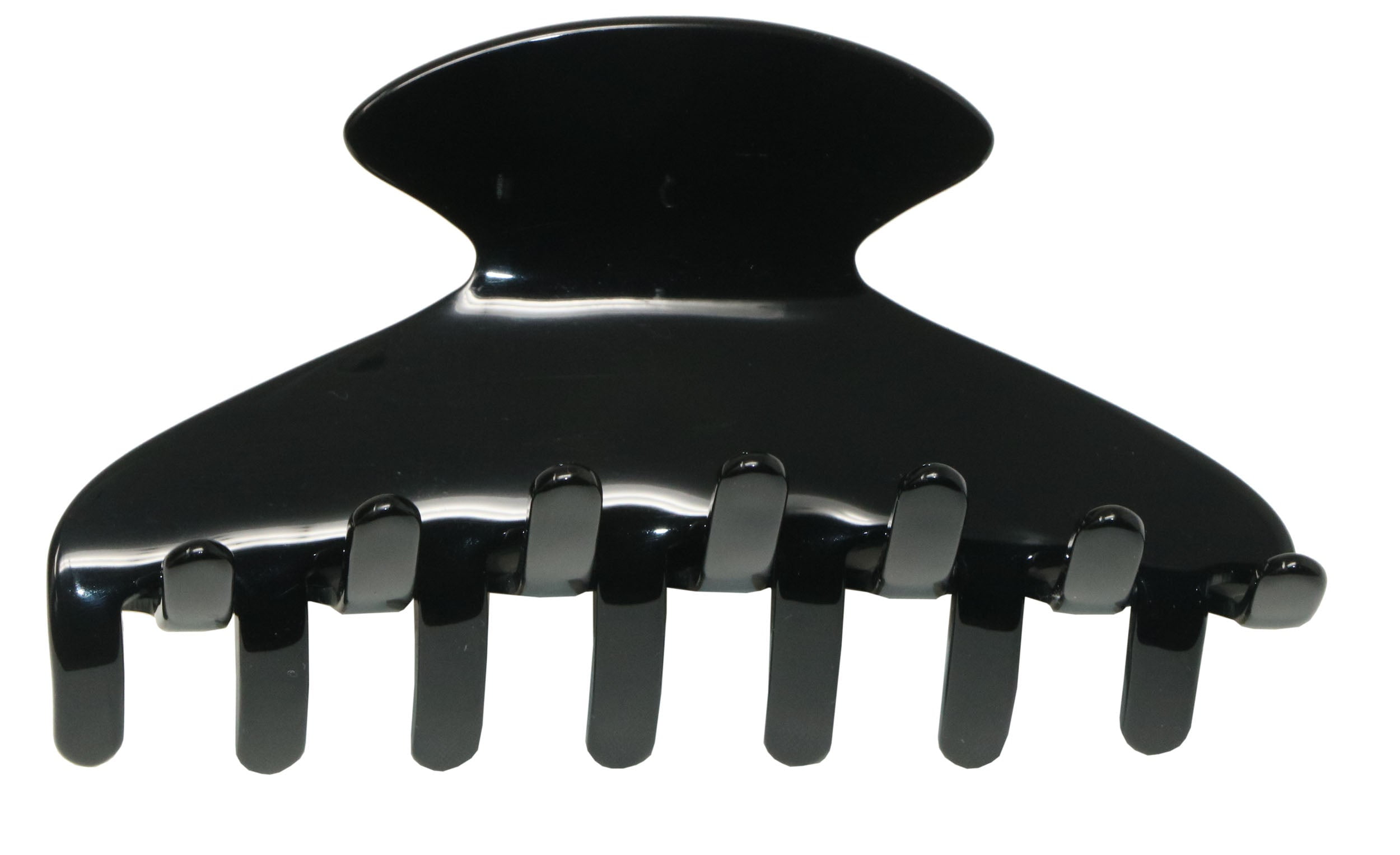 French Amie Extra Large Long Black Handmade Covered Spring Jaw Hair Claw