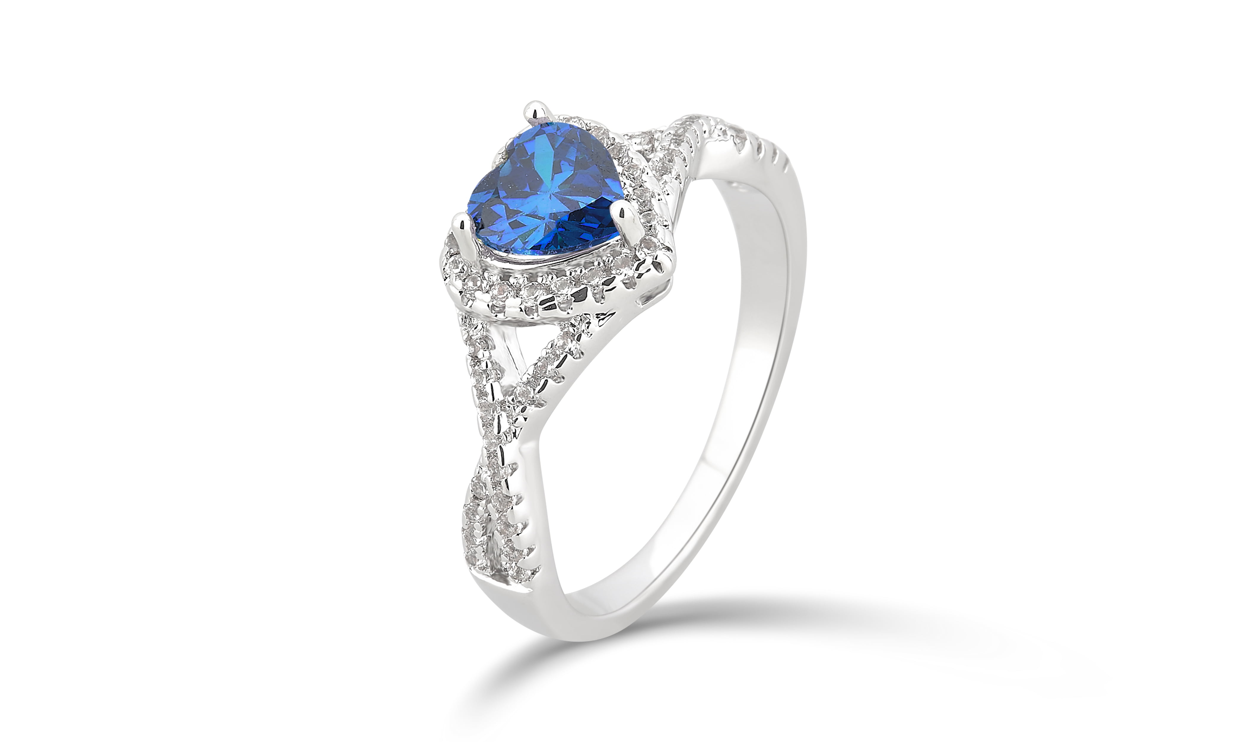 Arista 0.20 ct Blue Topaz Gemstone Women's Diamond Band in Brass