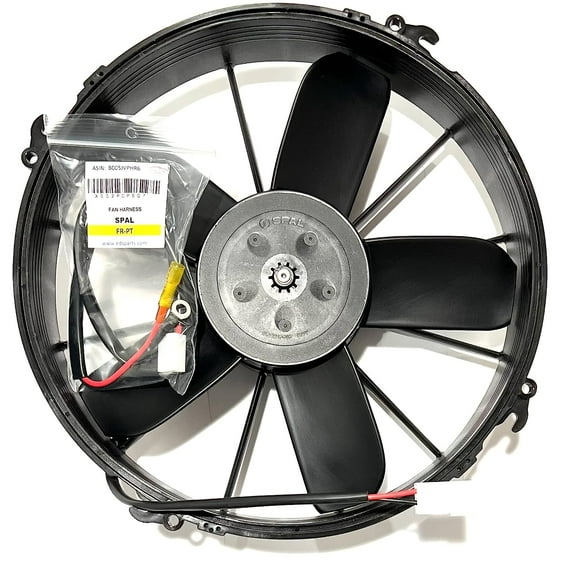 SPAL 30102025 12" 12V Pusher Fan 1687 CFM Cooling Radiator or Thermo King Tripac APU Evolution Carrier etc - w FR-PT Fan Harness. Catalog P/N VA01-AP70/LL-36S