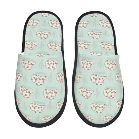 Balery Flora Daisy Cactus Slient Indoor Furry Fleece Comfort House Shoes Soft Non-Slip Home Shoes Cotton slippers House Slippers-- Medium