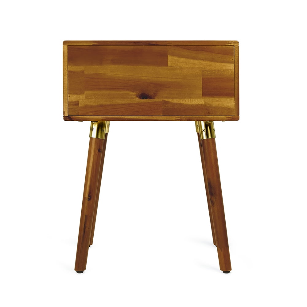 Ledan Nightstand, Modern Style, Solid Acacia Wood, Caramel