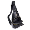 thumbnail image 5 of SCHLATUM Sling Bag for Men Genuine Leather Small Crossbody Bag Men Casual Chest Bag Sling Backpack with USB Cable Hole, Black, 5 of 8