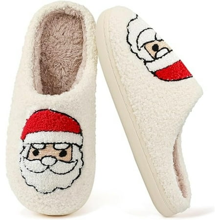 

BERANMEY Christmas Reindeer Slippers for Womens Mens Plush Warm Santa Claus Slippers Fuzzy House Slippers Christmas Gifts For Girls Women Girlfriend
