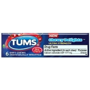 TUMS Chewy Delights Ultra Strength Soft Chews, Very Cherry 6 ea (Pack of 2)
