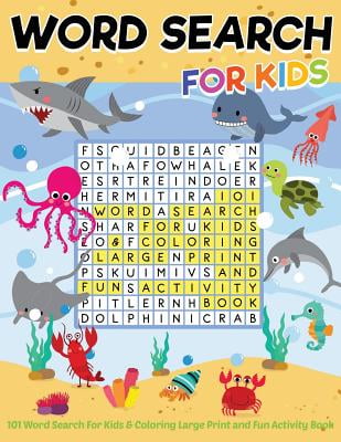 101 word search for kids coloring large print and fun activity book entertainment hour to play puzzles and improve intelligence of the brain walmart com