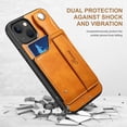 thumbnail image 4 of for iPhone 14, PU Leather Wallet Case Back with Elastic Card Slot Magnetic Clasp Kickstand Hand Strap Protective Cover for iPhone 14 6.1 inch 2022 (Khaki), 4 of 9