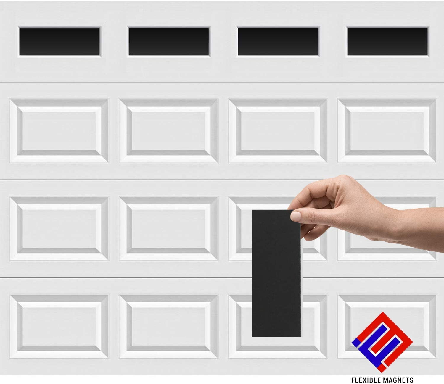 Magnetic Fake Window Panels for Garage Door - Faux Garage Window Magnets - Black (4