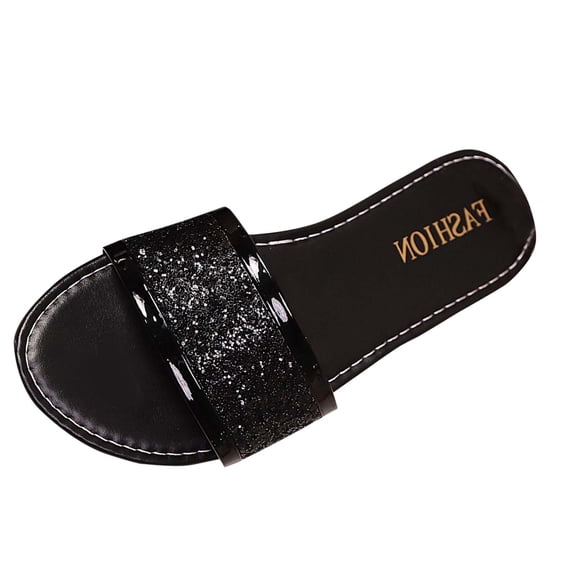 cpengpj Women's Fashion Casual Versatile Sequined Spring and Summer New Open-Toe Flat Beach Sandals Bling Bohemian Beach Sandal