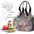 thumbnail image 4 of Boho Bohemia Flower Drawstring Lunch Bag Women - Drawstring Lunch Bag Insulated for Work Office - Stain-Resistant Large Lunchbags for Women with Multi-Pockets, 4 of 6