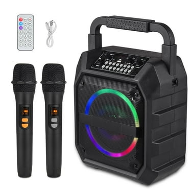 Eccomum Karaoke Machine for Adult Kids, Portable Sound System with 2 Wireless Microphones, Bluetooth Speaker with RGB Light for Party