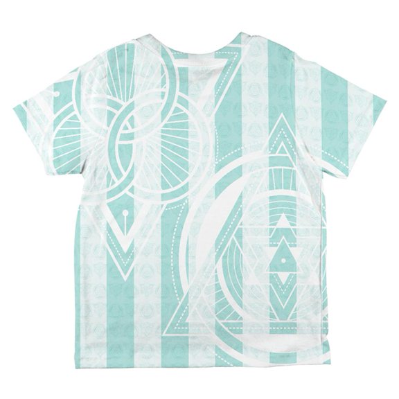 Summer Sacred Geometry Teal Stripes All Over Toddler T Shirt