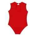 thumbnail image 6 of DPOIS Kids Girls Shiny Gymnastics Leotard Sleeveless Bodysuit Red 12, 6 of 7