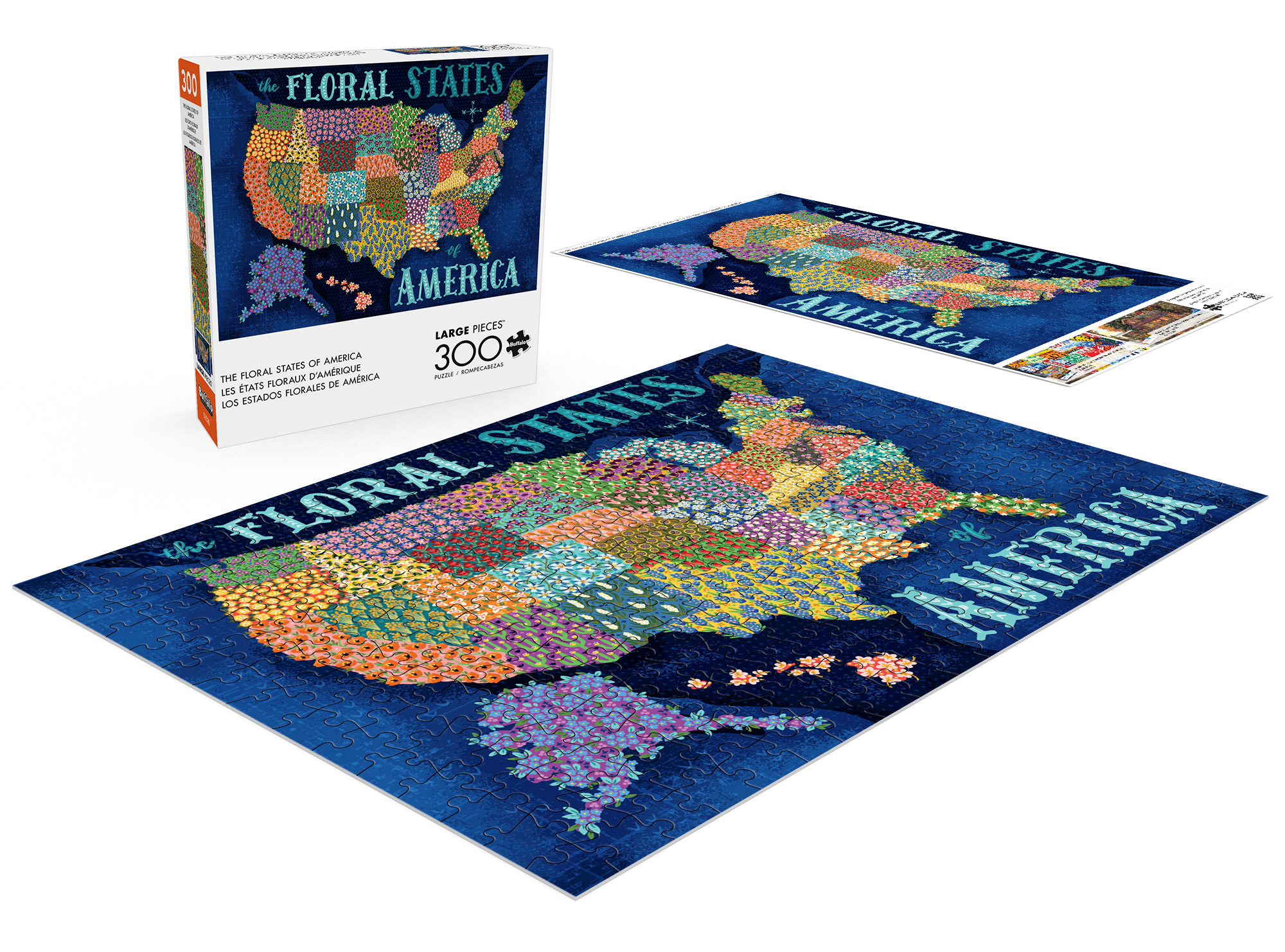 Buffalo Games 300-Piece The Floral States of America Interlocking Jigsaw Puzzle for Adults Ages 14+