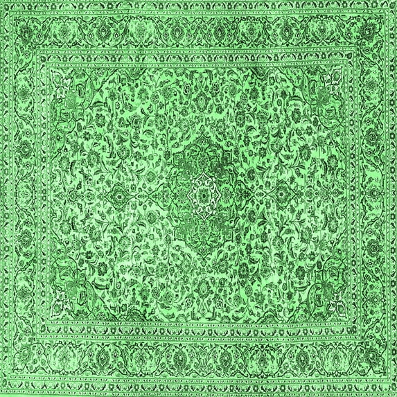 Ahgly Company Indoor Square Medallion Emerald Green Traditional Area Rugs, 4' Square