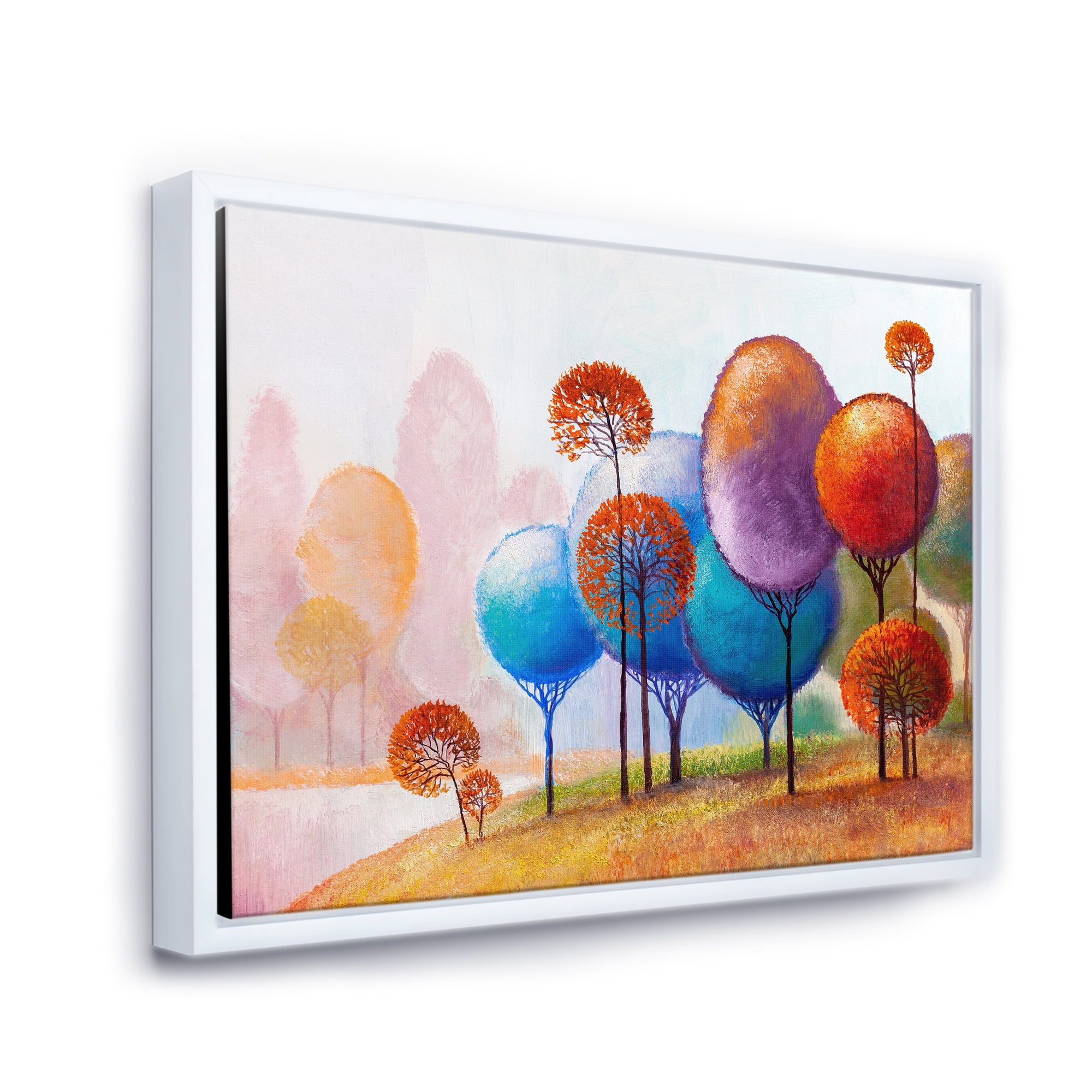 Designart 'Colourful Trees Abtract Impression III' Traditional Framed Canvas Wall Art Print