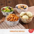 thumbnail image 6 of Small Bowls Ceramic Bowl Set - 12 oz Porcelain Rice Bowls Set - 4.5 inch Floral Patterned Dessert Bowls - 4 Colorful Cute Bowls for Ice Cream | Soup | Snack | Side Dishes - Microwave Dishwasher Safe, 6 of 8