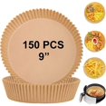 thumbnail image 1 of 150 Pcs Doublures de Friteuse à Air Chaud, Papier Parchemin Rond de 9 Pouces pour Friteuse à Air de 5-9QT Cuisson et Rôtissage, Antiadhésif Imperméable et Résistant à l'Huile (Rond de 9 Pouces), 1 of 7