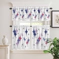 thumbnail image 2 of 3 Piece Kitchen Curtains and Valances Set Purple Blue Diamond Cafe Curtains 36 Inch Length Modern Geometric Middle Century Valance & Tier Curtain for Living Room Bedroom Window 54"x18"+27"x36"*2, 2 of 6