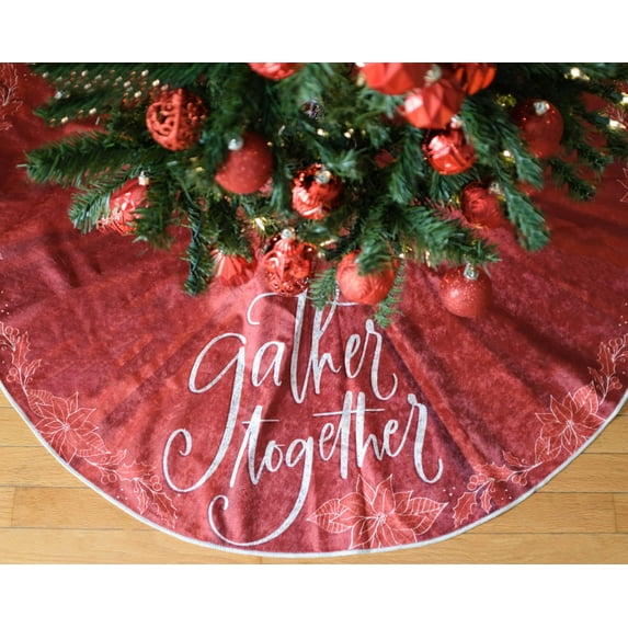 47” Christmas Tree Skirt for Holiday Party Indoor Decorations Gather Together