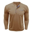 thumbnail image 6 of Long Sleeve Tops for Men Trendy Casual Cotton Soft Henley Tee Shirt Classic Fit Chest Pocket Crewneck Pullover (M, Khaki), 6 of 7