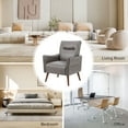 thumbnail image 5 of Faux Leather Upholstered Accent Chair Tufted Armchair Lounge Sofa Wood Legs Living Room Office Grey, 5 of 8