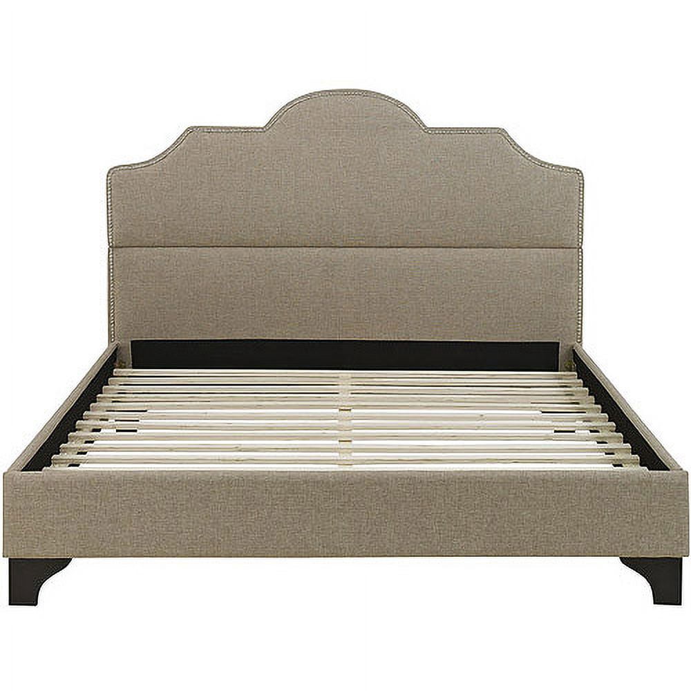 Premier Jordan Twin Upholstered Platform Bed Frame, Taupe with Bonus Base Wooden Slat System