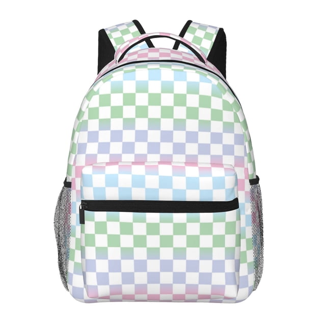 Disketp Colorful Checkerboard Mochila Estampada para Hombre y Mujer – Mochila Ligera Clásica con Múltiples Bolsillos para Universidad, Trabajo y Viajes-One Size