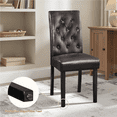 thumbnail image 6 of Alden Design Tufted Upholstered Parson Faux Leather Dining Chair with Solid Wood Legs, Set of 2, Brown, 6 of 9