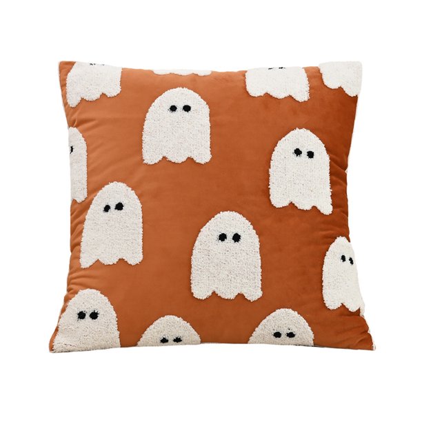 Funda Almohada Divertida Cojín Bordada Halloween para Sofá Sala Estar Rojo