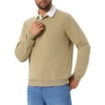 thumbnail image 4 of INSPIRAR CHIC Sudadera de Polo de Manga Larga con Cuello Contrastante para Hombre 2XL Caqui, 4 of 6