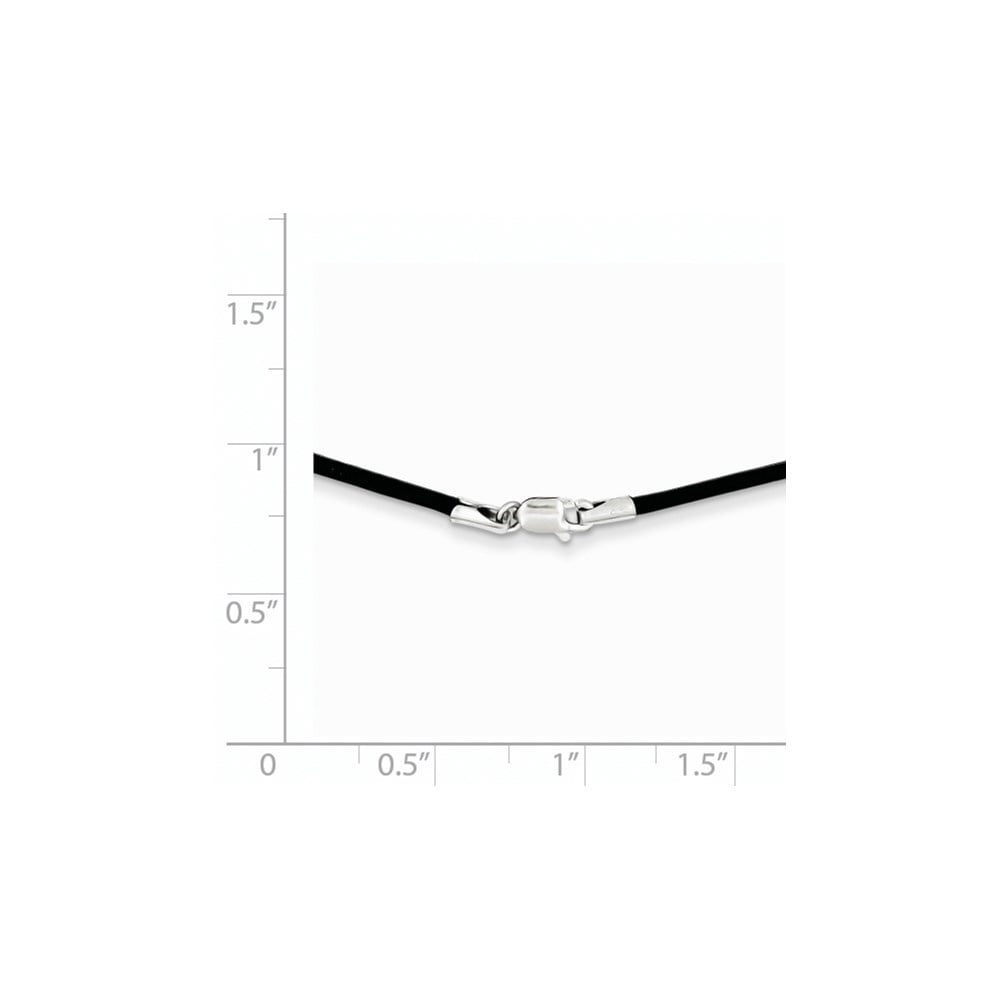 Auriga Fine Jewelry 14K White Gold 1.5mm Black Leather Cord Necklace 20inch for Women