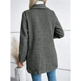 thumbnail image 3 of utcoco women's autumn and winter plaid striped casual blazer long sleeve knitted blend top, 3 of 4