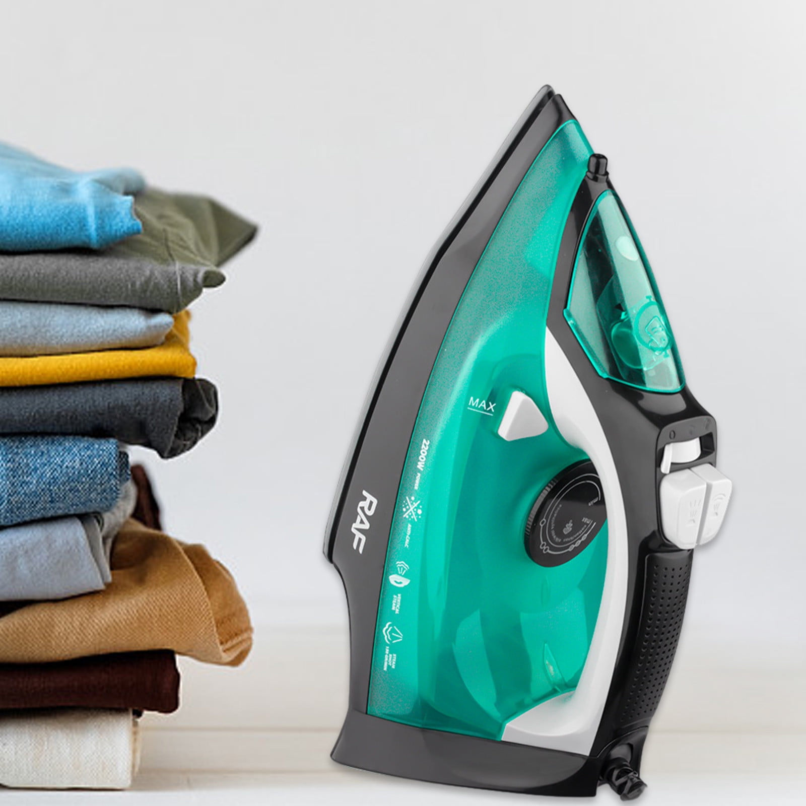 Gnmfd Expertise 2200W Steam Iron for Clothes Fast Even Heat Nonstick Soleplate Scratch Resistant Comfort Grip True Position Steam Holes for Efficient Wrinkle Removal Cotton Wool Silk Linen Home Use