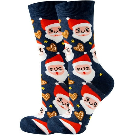 

Seyurigaoka Women Cute Novelty Christmas Socks Santa Elk Snowflake Candy Stripe Pattern Socks Winter Warm Holiday Casual Socks