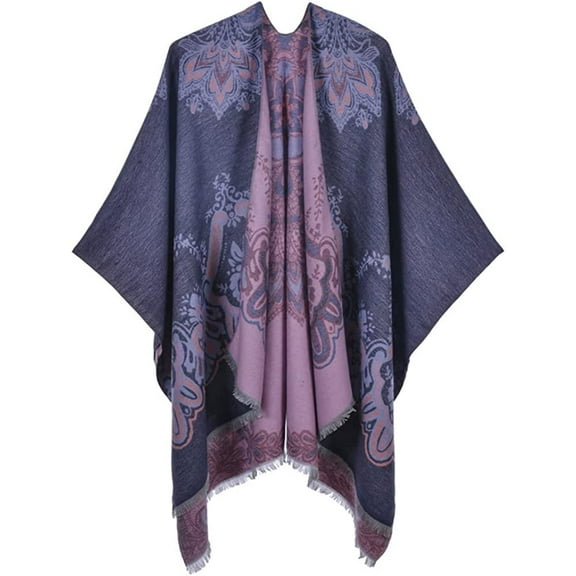 CoCopeaunt Women Warm Shawl Wraps Double Side Poncho Front Open Cape Blanket Long Large Winter Sweater Scarf
