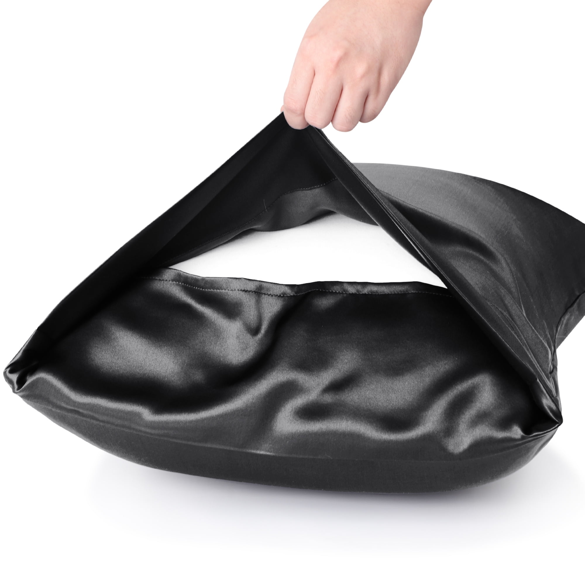 Unique Bargains 19 Momme Silk Pillowcase Eye Cover Set, Standard, Black