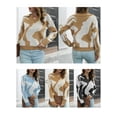 thumbnail image 4 of Camiseta mujer, Suéter de mujer con cuello en V Suéteres casuales sueltos Abody Aqua/Medio, 4 of 7