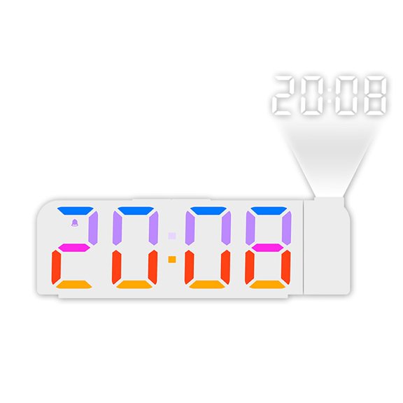 LED Projection Alarm Clock with Dual Alarms, Timer, and Adjustable Projection