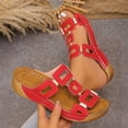 thumbnail image 2 of RUIYANQI Women's Open Toe Slide Sandals Cutout Design Comfortable Wedge Heel Summer Beach Shoes Casual Outdoor Footwear Trendy Vacation Sandals Red Women Sandal, 2 of 9