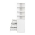 thumbnail image 6 of 70.87" H Wooden Book Shelf with 4-Tier Shelf, Narrow Display Storage Cabinet with  3 Side Drawers, Modern Tall Bookcase  for Living Room, Home, Office, White, 6 of 8