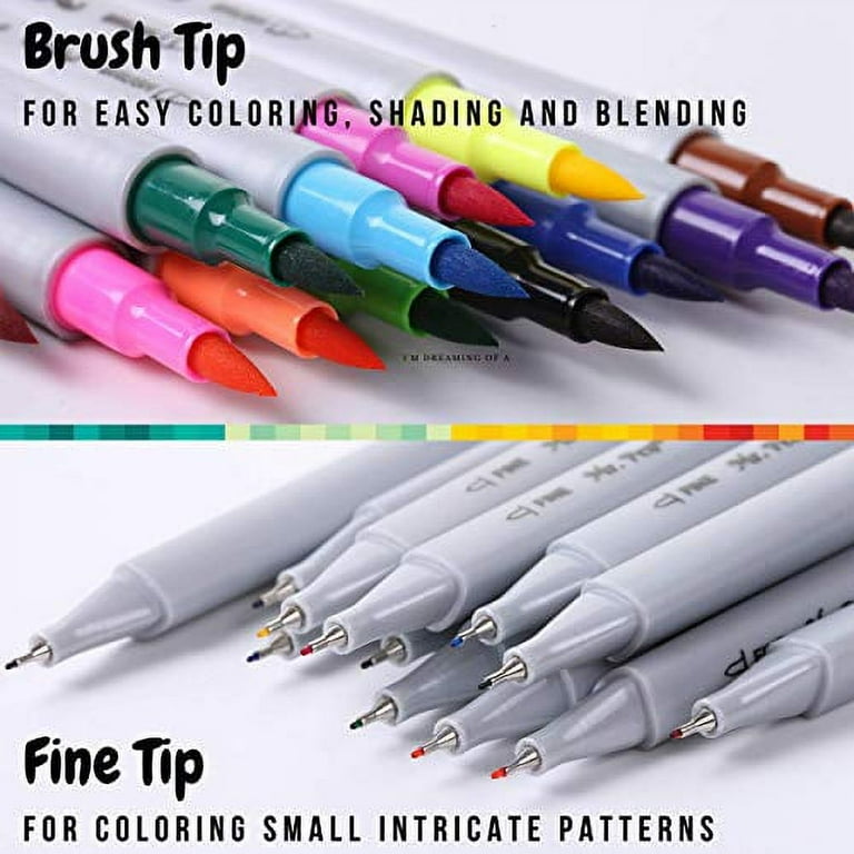 UltraColor Hard Tip Brush Markers Pens, 12-Pack Water-Proof and