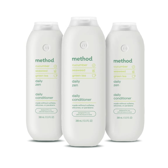 Method Everyday Conditioner, Daily Zen with Cucumber, Green Tea, and Seaweed Scent Notes, Paraben and Sulfate Free, 13.5 oz (Pack of 3)
