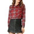 thumbnail image 5 of Allegra K Women Classic Vintage Button Front Closure Chest Pocket Plaid Crop Jacket, 5 of 6