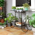 thumbnail image 5 of Wisfor 6 Potted Metal Garden Cart Plant Stand Flower Rack Indoor Outdoor  Black, 32.7x8.7x27inch, 5 of 9