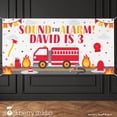 thumbnail image 2 of Firetruck Birthday Vinyl Banner Personalized Fire Engine Party Backdrop, 2 of 4