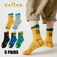 thumbnail image 2 of Ketyyh-chn99 Girls Socks Toddler Boys Girls Letter Print Socks for Boy 3 To 16 Years Pack Of 5 Pairs Crew Socks Gifts for Kids Yellow,L, 2 of 3