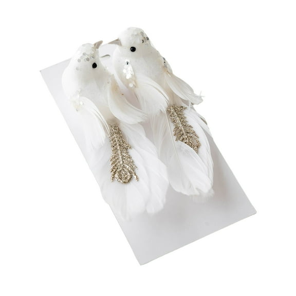 2Pcs Delicate Feathered Bird Christmas Ornament Decorative Feathered Birds Pendant Decoration for Christmas Tree