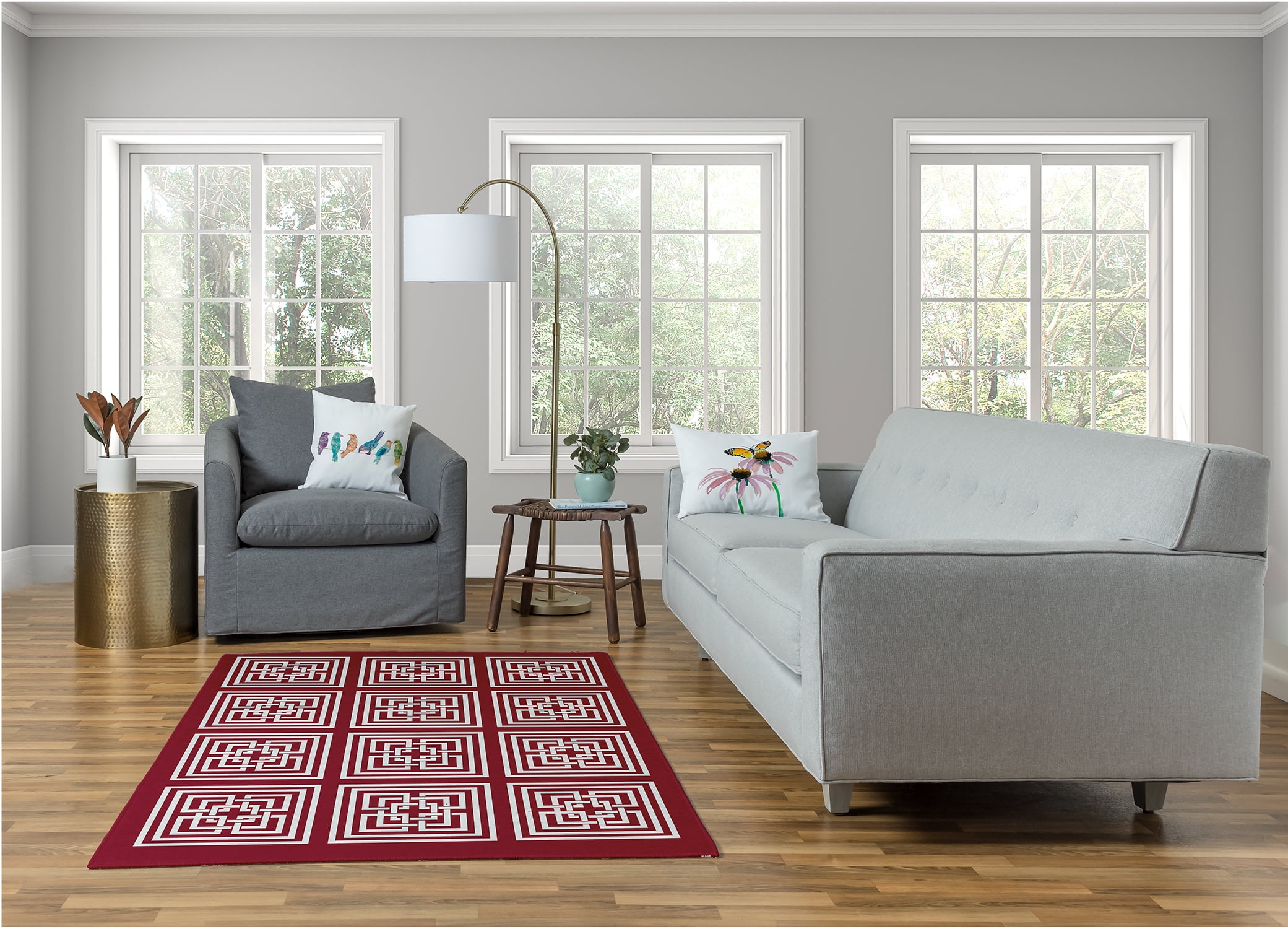 Simply Daisy 4' x 6' Sporty Red Greek New Key Rug