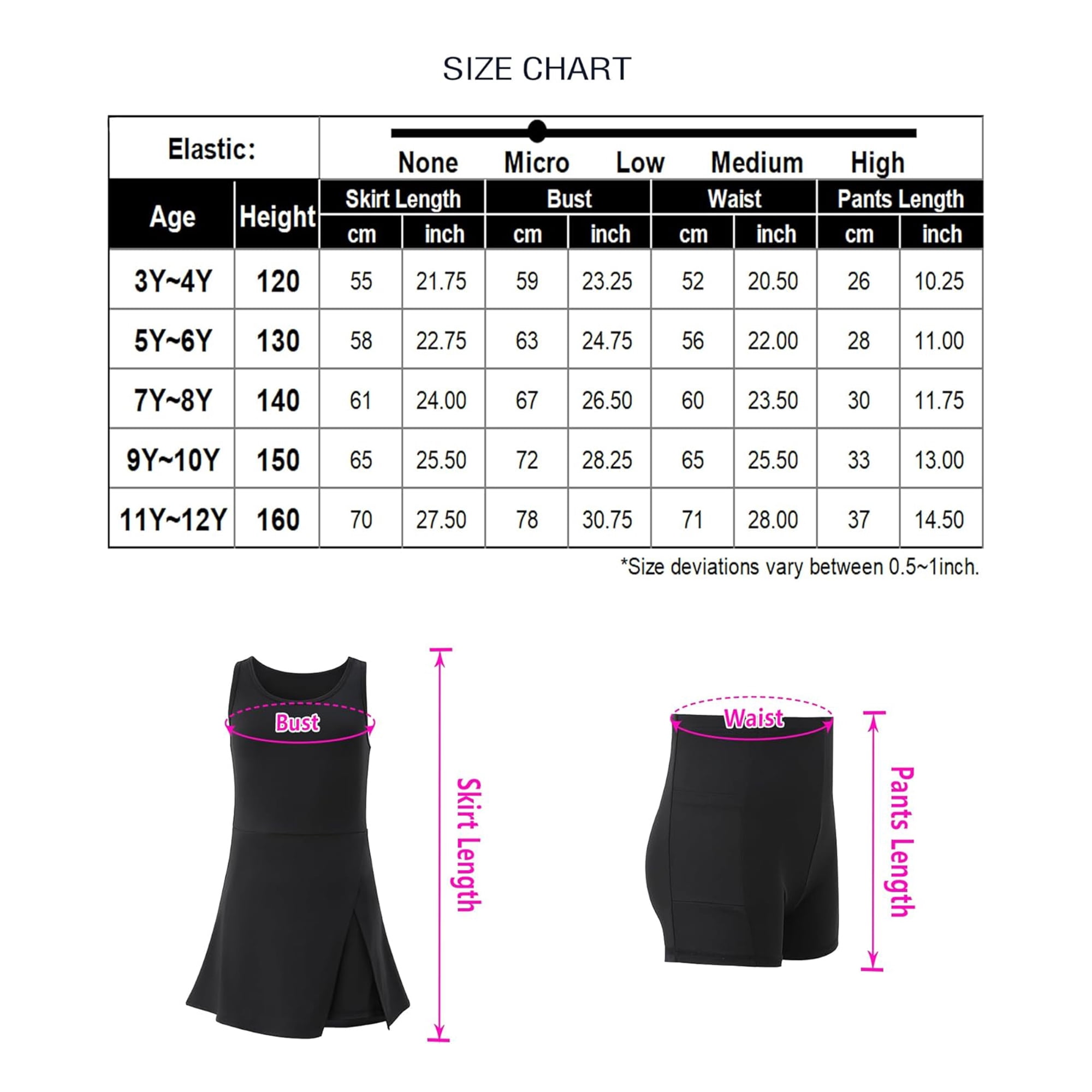 Big Girls Golf Tennis Sports Sleeveless Athletic Active Dress with Safety Inner Pockets Shorts