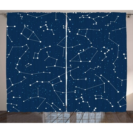 Constellation Curtains 2 Panels Set, Milky Way Inspired Pattern with Cluster of Fixed Stars in Night Sky, Window Drapes for Living Room Bedroom, 108W X 84L Inches, Blue Dark Blue White, by (Best Way To Fix Diastasis Recti)